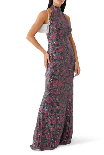 Sequins-Embellished Halterneck Dress